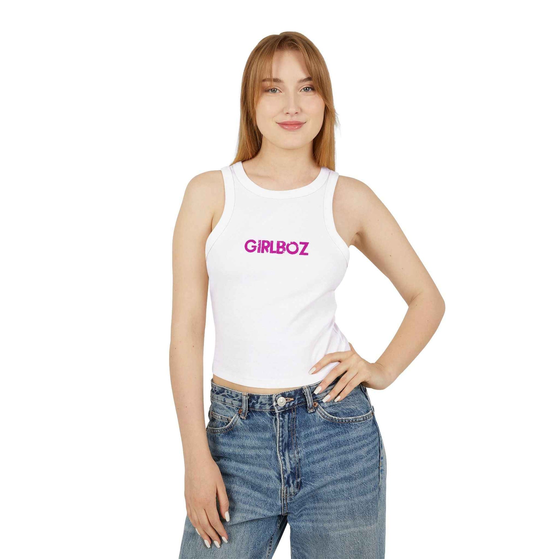 Women's Micro Rib Racer Tank Top - GIRLBOZ